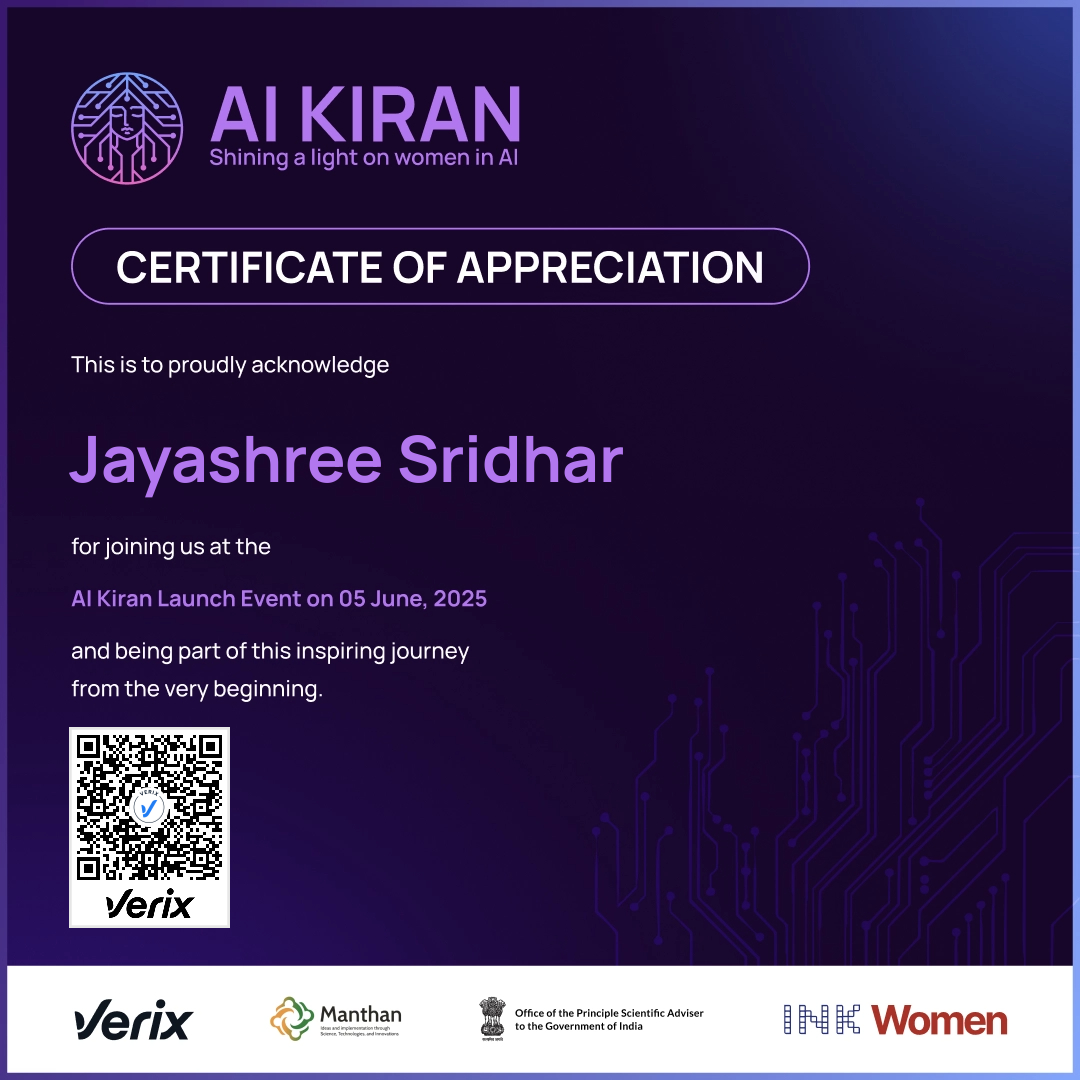 AI Kiran Launch Event Attendee Certificate