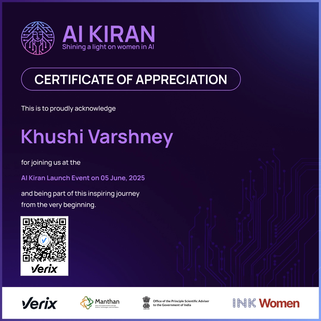 AI Kiran Launch Event Attendee Certificate