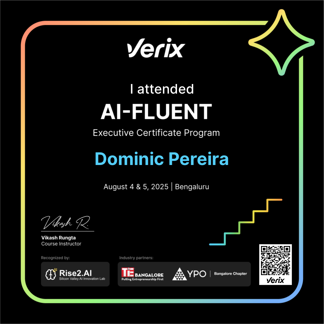 Dominic Pereira: AI-Fluent Executive Certificate Program Attendee