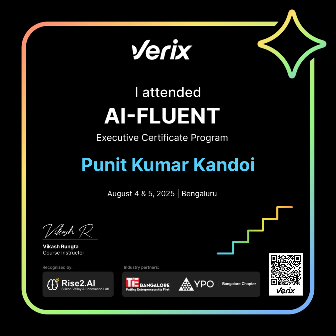 Punit Kumar Kandoi: AI-Fluent Executive Certificate Program Attendee