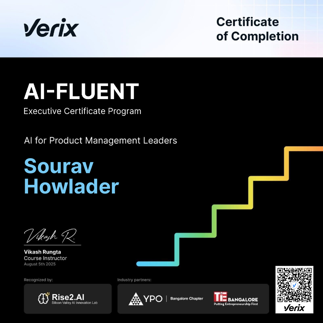 Sourav Howlader: Certificate of Completion — AI-Fluent Executive Certificate Program