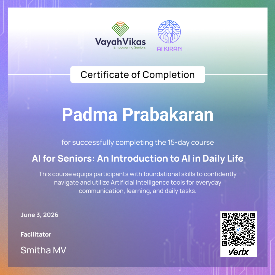 Certificate of Completion: AI for Seniors