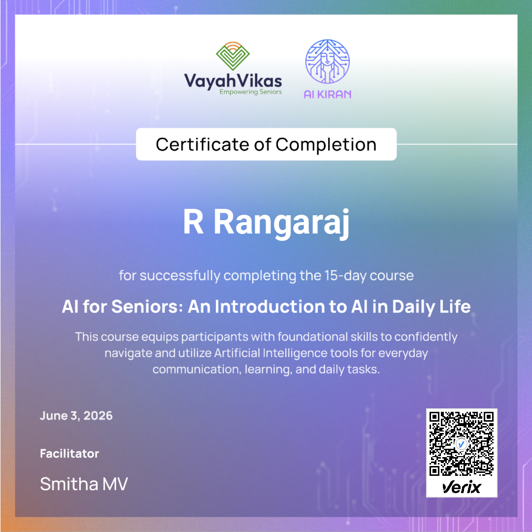 Certificate of Completion: AI for Seniors