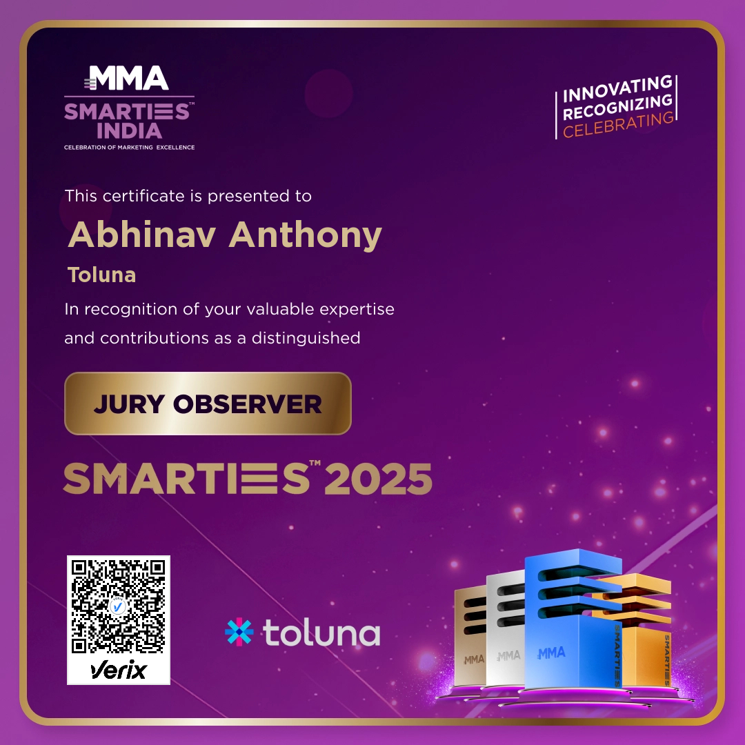 MMA Smarties India 2025: Jury Observer Certificate