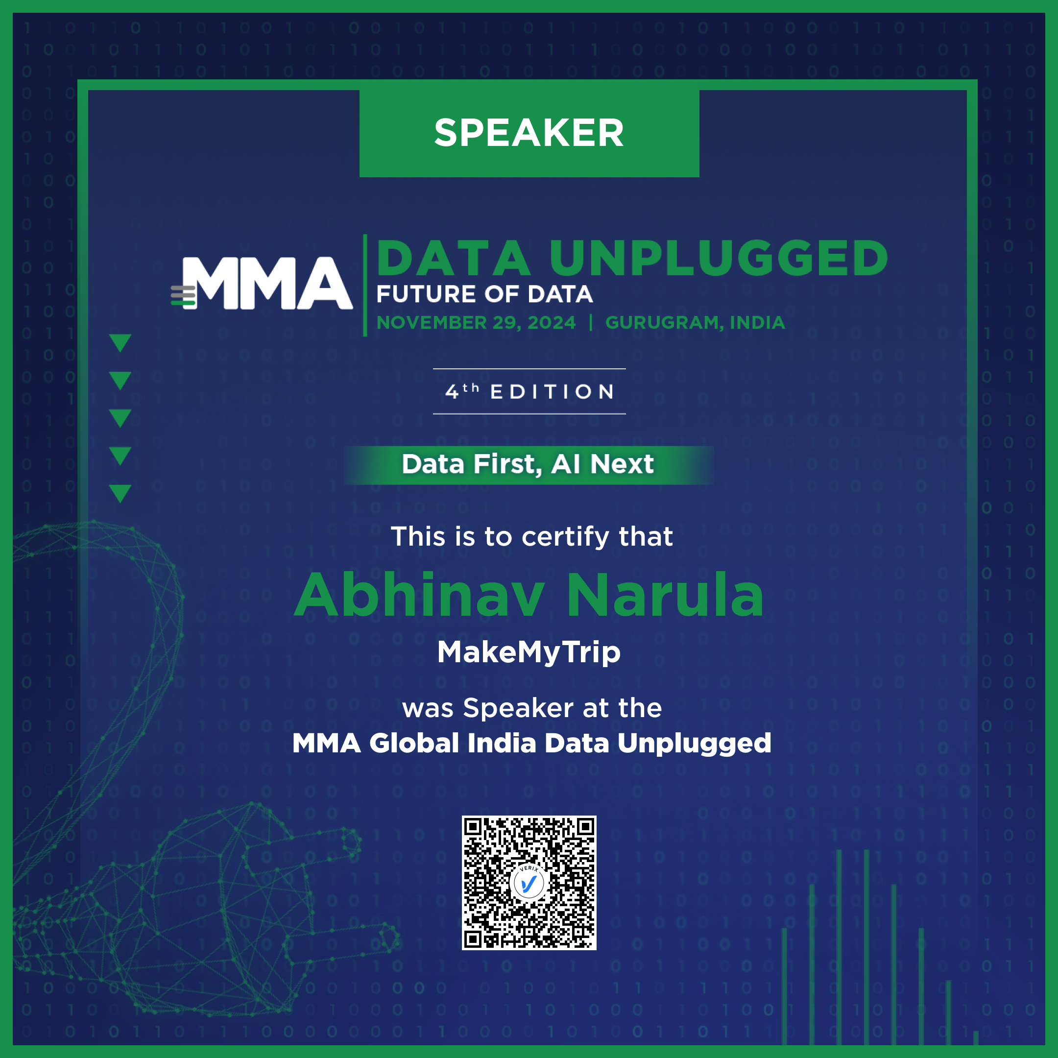 MMA Data Unplugged (Speaker): Abhinav Narula