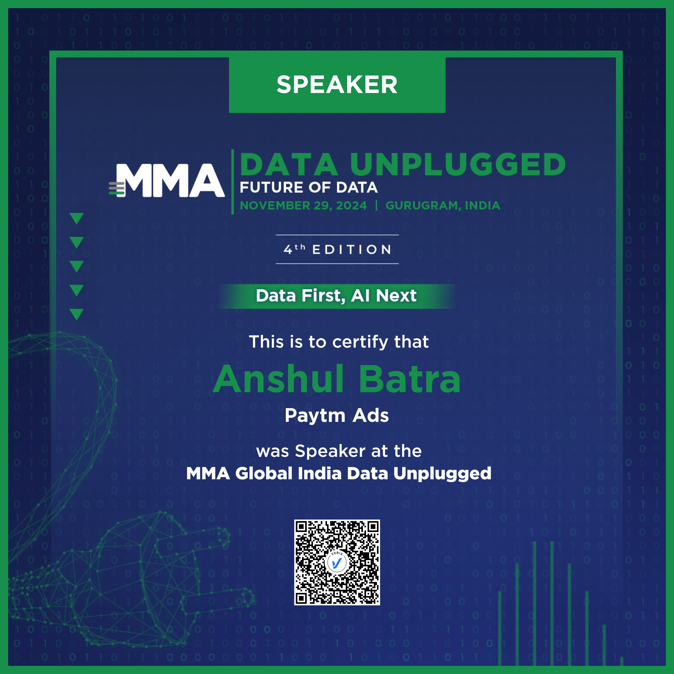 MMA Data Unplugged (Speaker): Anshul Batra