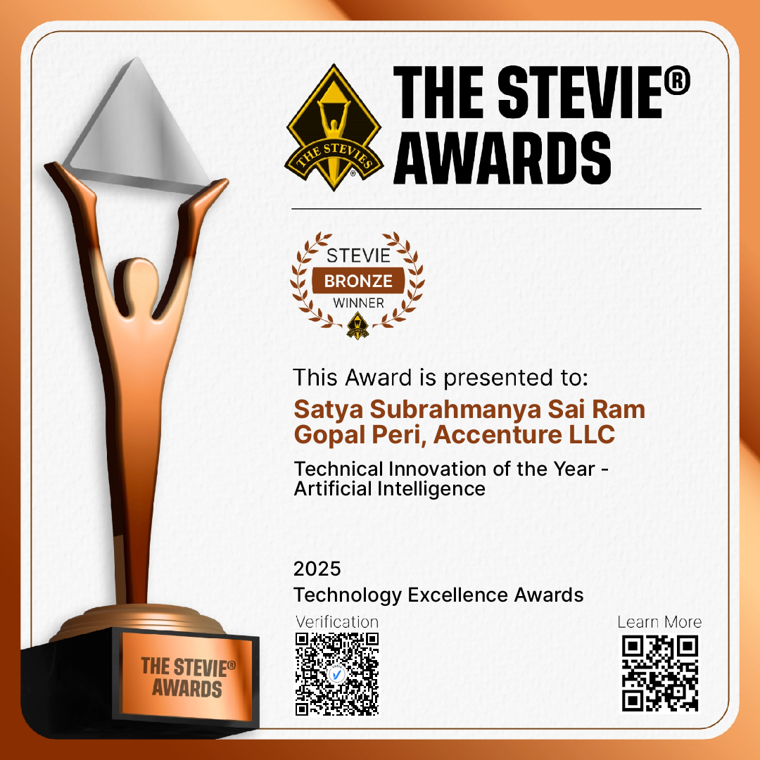 Satya Subrahmanya Sai Ram Gopal Peri, Accenture LLC: Bronze Winner