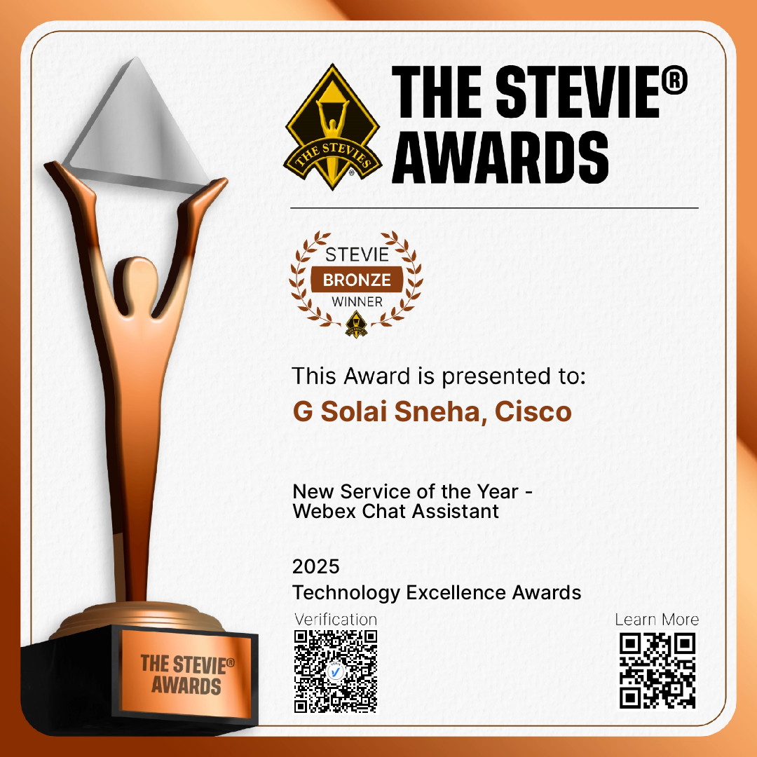 G Solai Sneha, Cisco: Bronze Winner