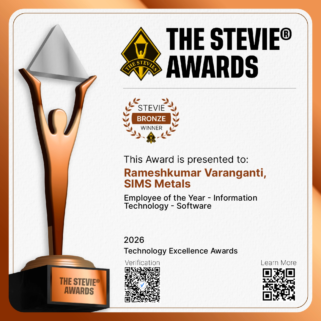 Bronze Winner: Rameshkumar Varanganti, SIMS Metals