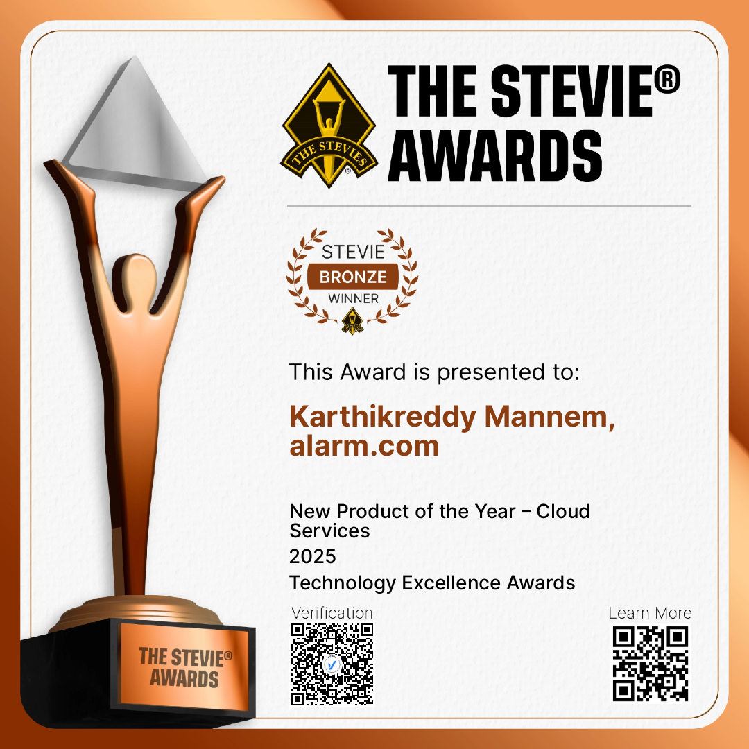 Karthikreddy Mannem, alarm.com: Bronze Winner