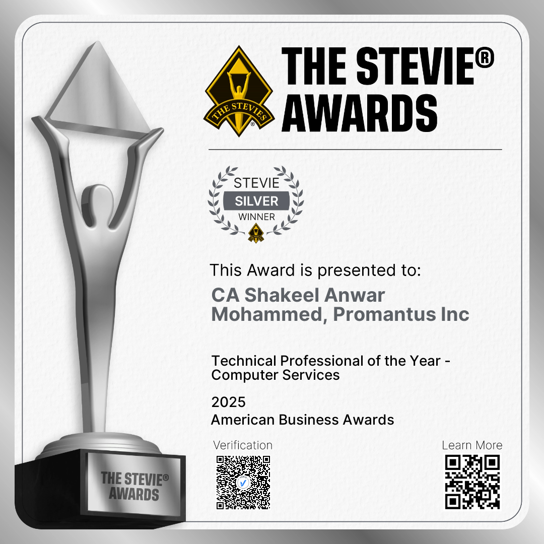 Silver Winner: CA Shakeel Anwar Mohammed, Promantus Inc