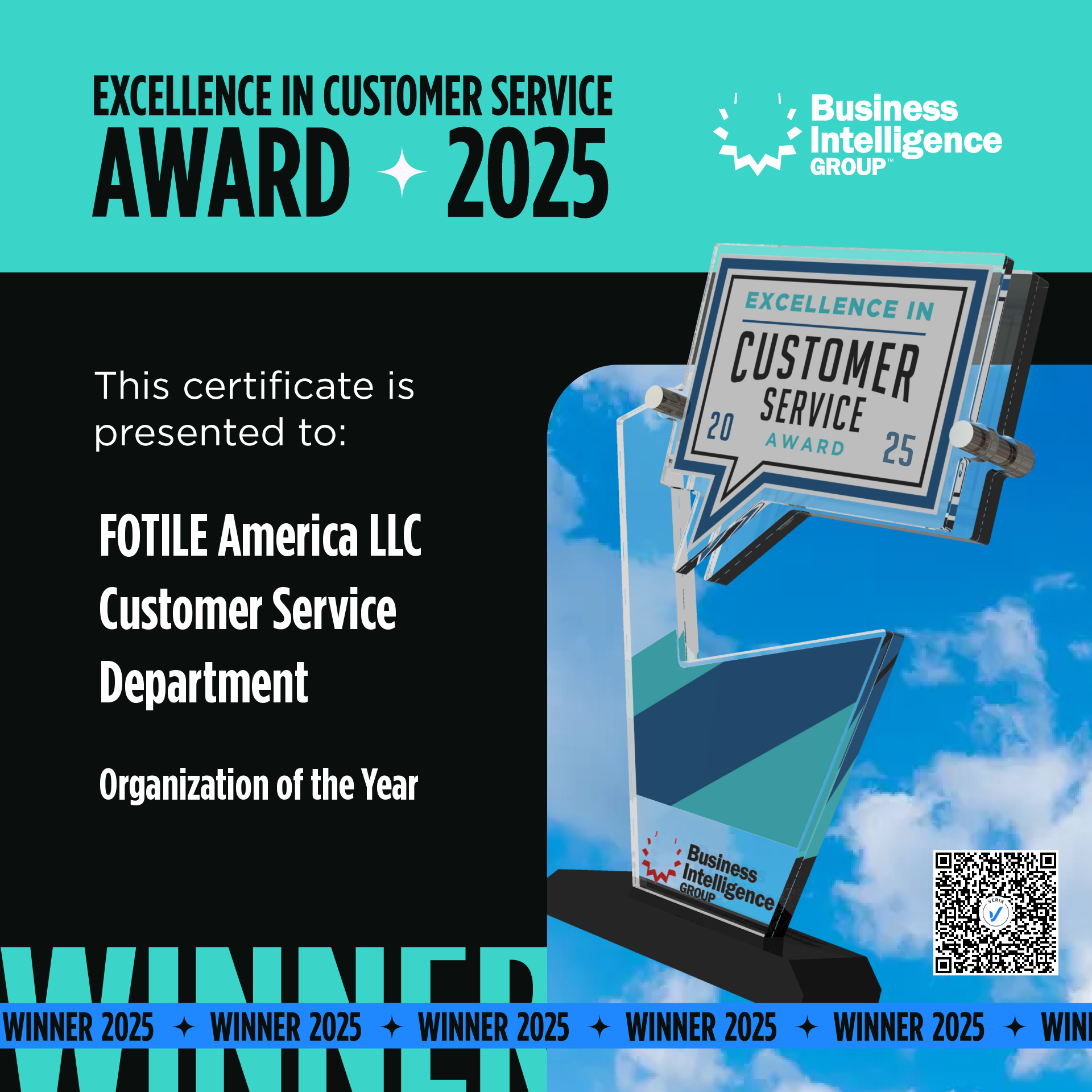 Excellence in Customer Service Award 2025