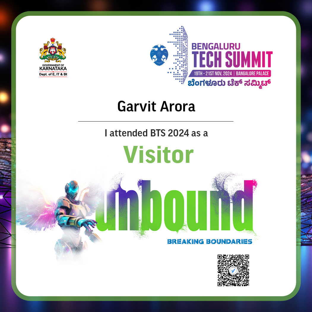 Bengaluru Tech Summit 2024: Visitor Certificate