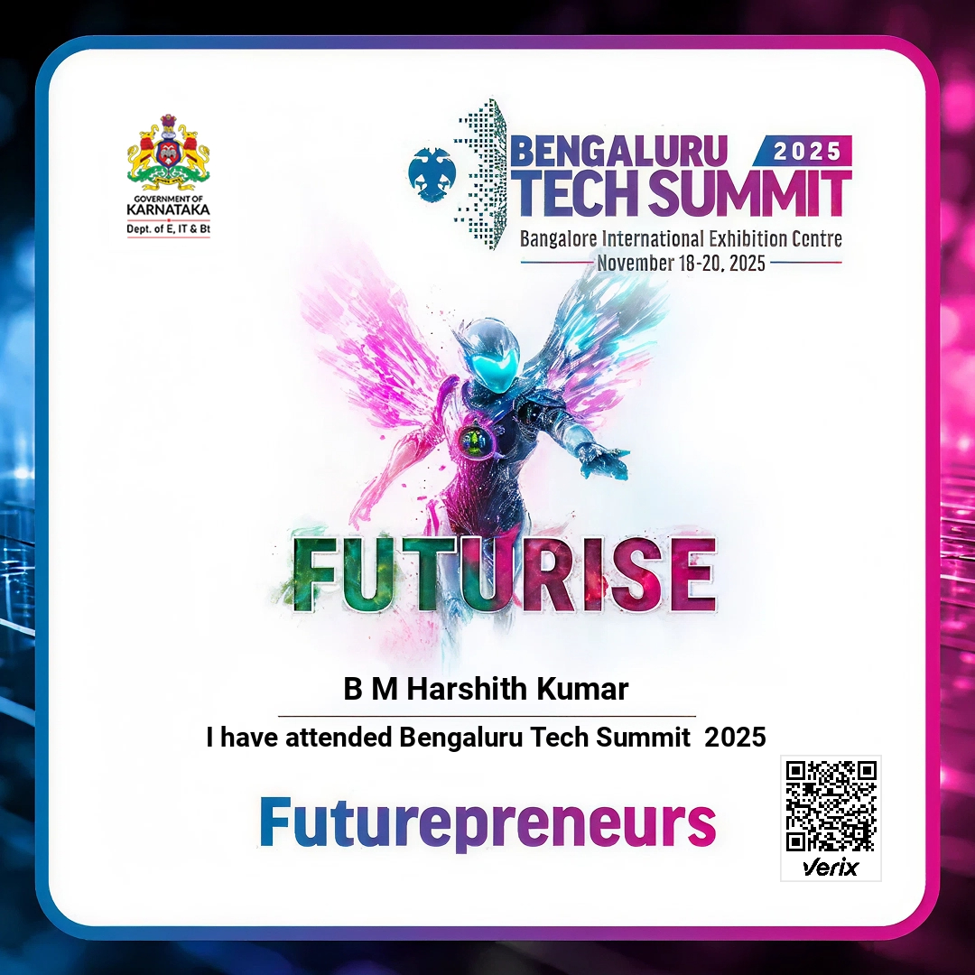 Bengaluru Tech Summit 2025: FUTUREPRENEUR Certificate
