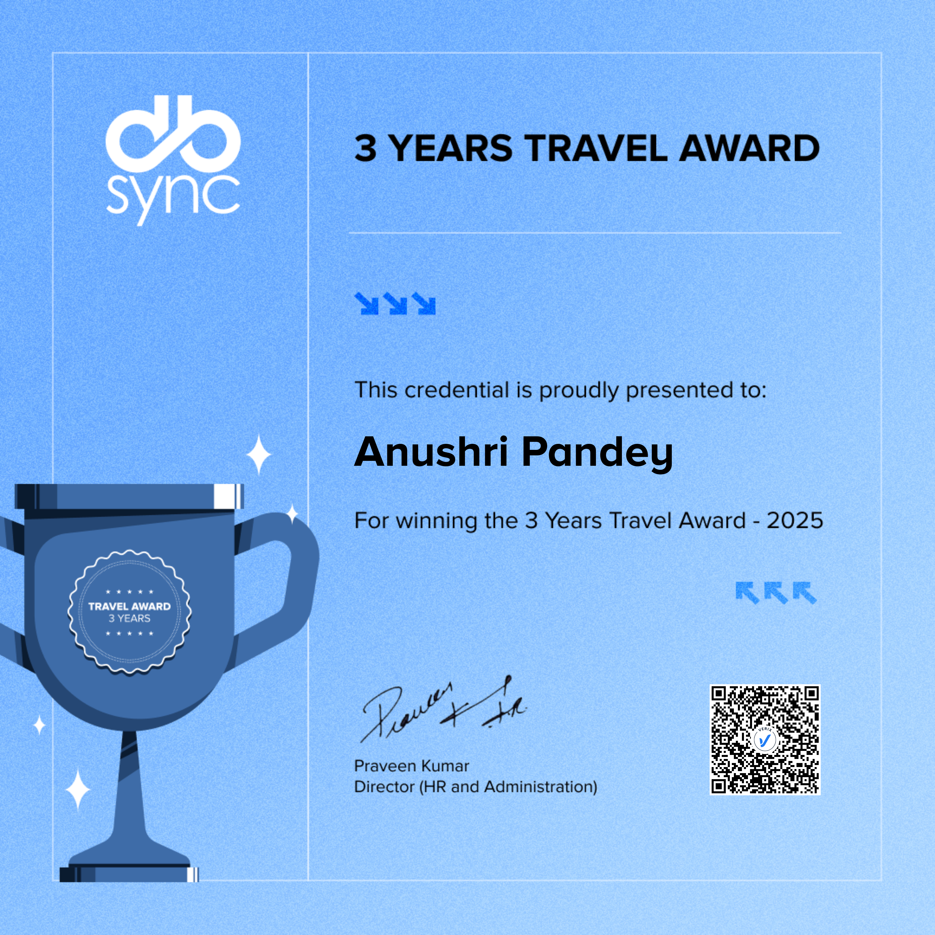 3 Years Travel Award: Anushri Pandey