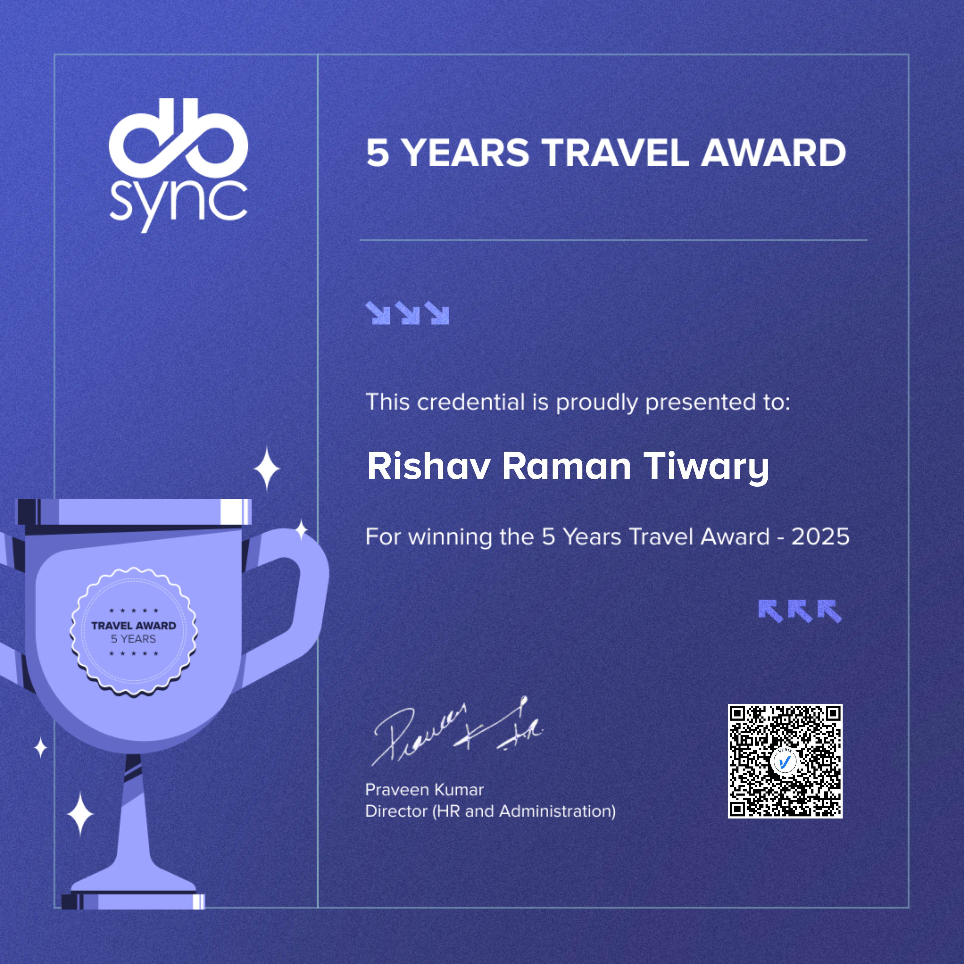 5 Years Travel Award: Rishav Raman Tiwary