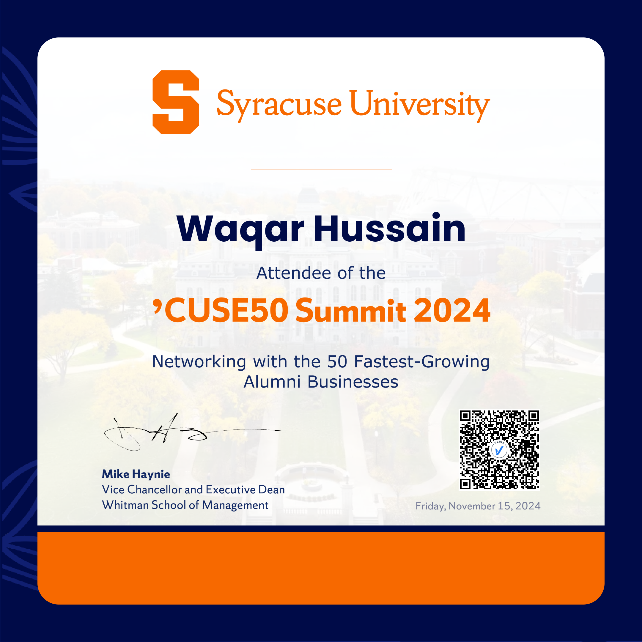 ’CUSE50 Summit 2024 Attendee: Waqar Hussain