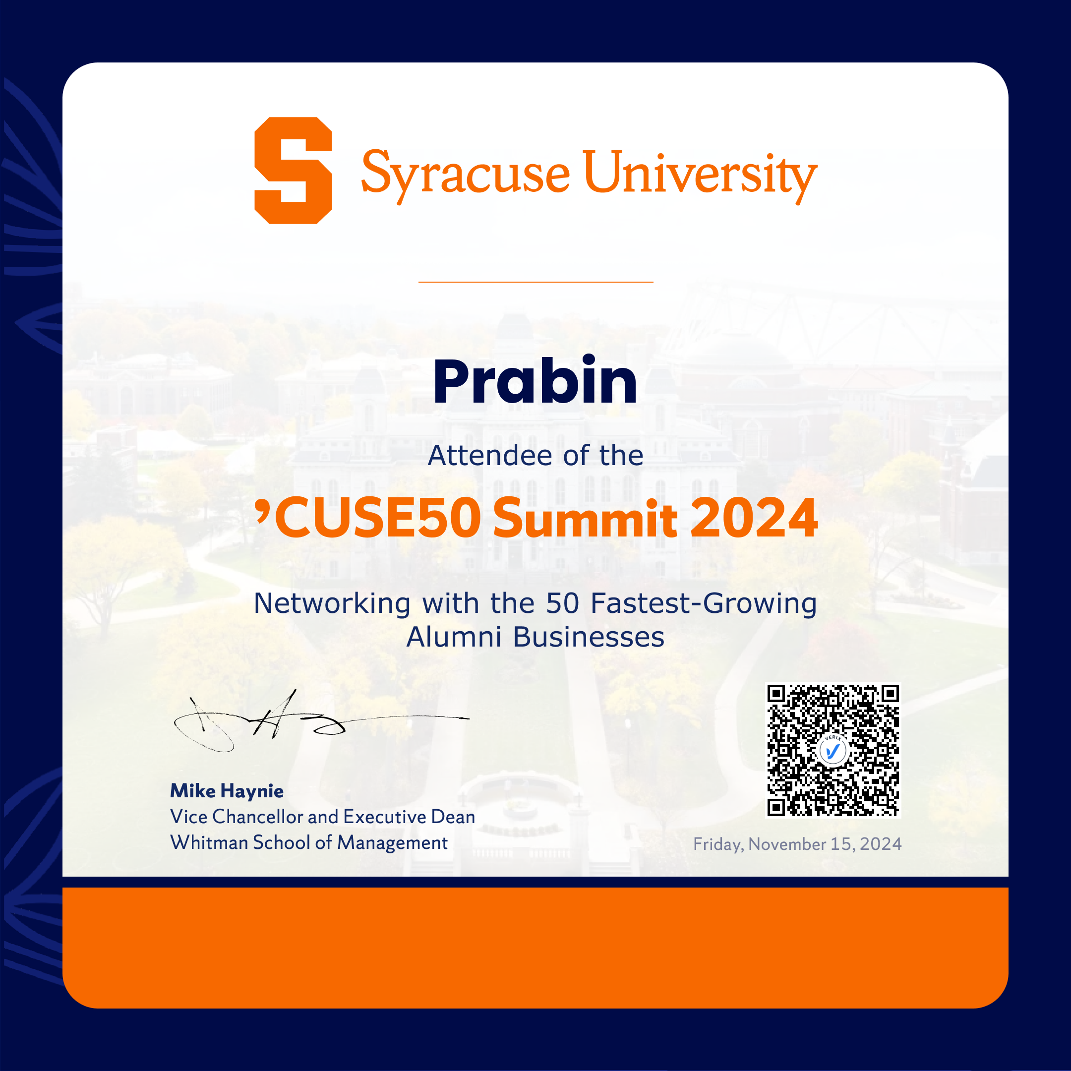 ’CUSE50 Summit 2024 Attendee: Prabin