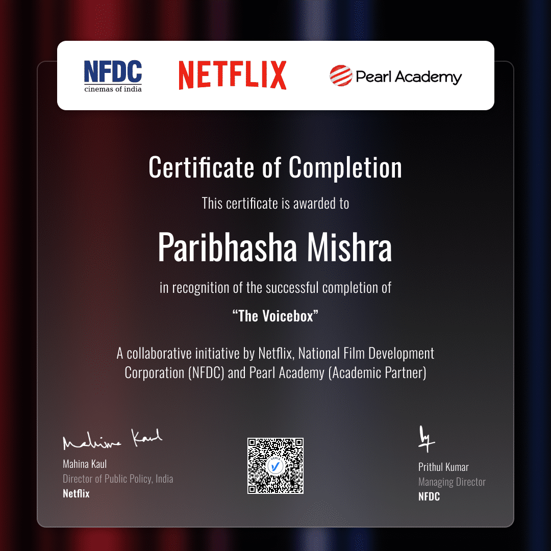Certificate of Completion (The Voicebox): Paribhasha Mishra