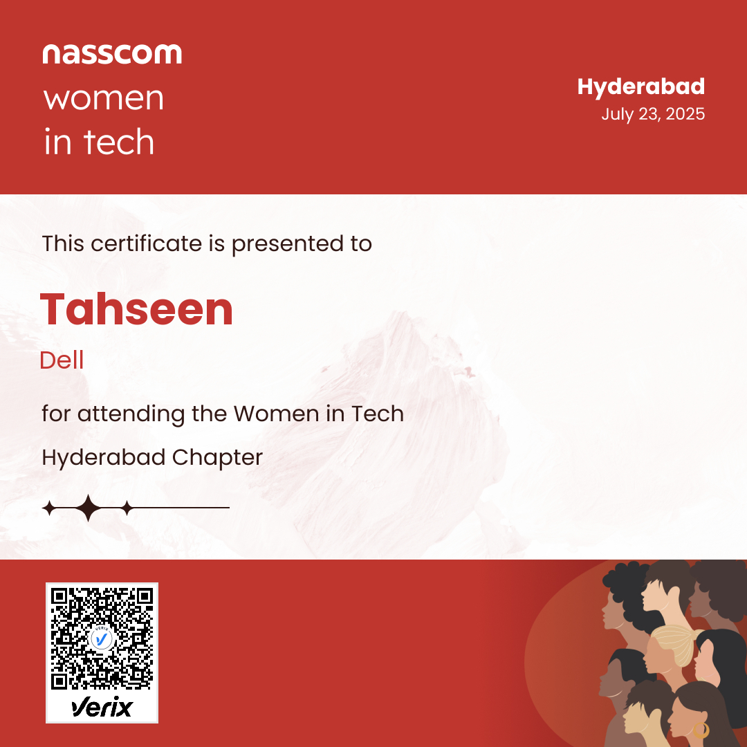 Nasscom Women in Tech Hyderabad Chapter Attendee Certificate