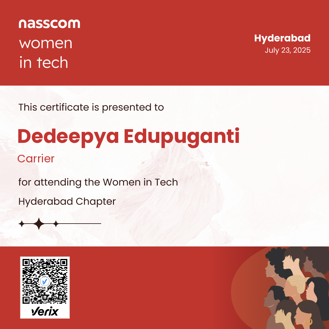 Nasscom Women in Tech Hyderabad Chapter Attendee Certificate