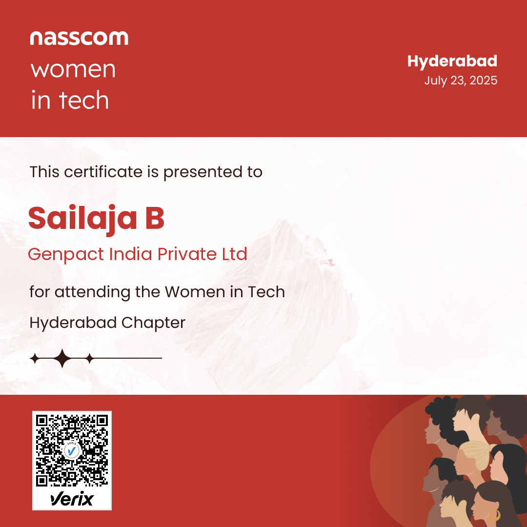 Nasscom Women in Tech Hyderabad Chapter Attendee Certificate