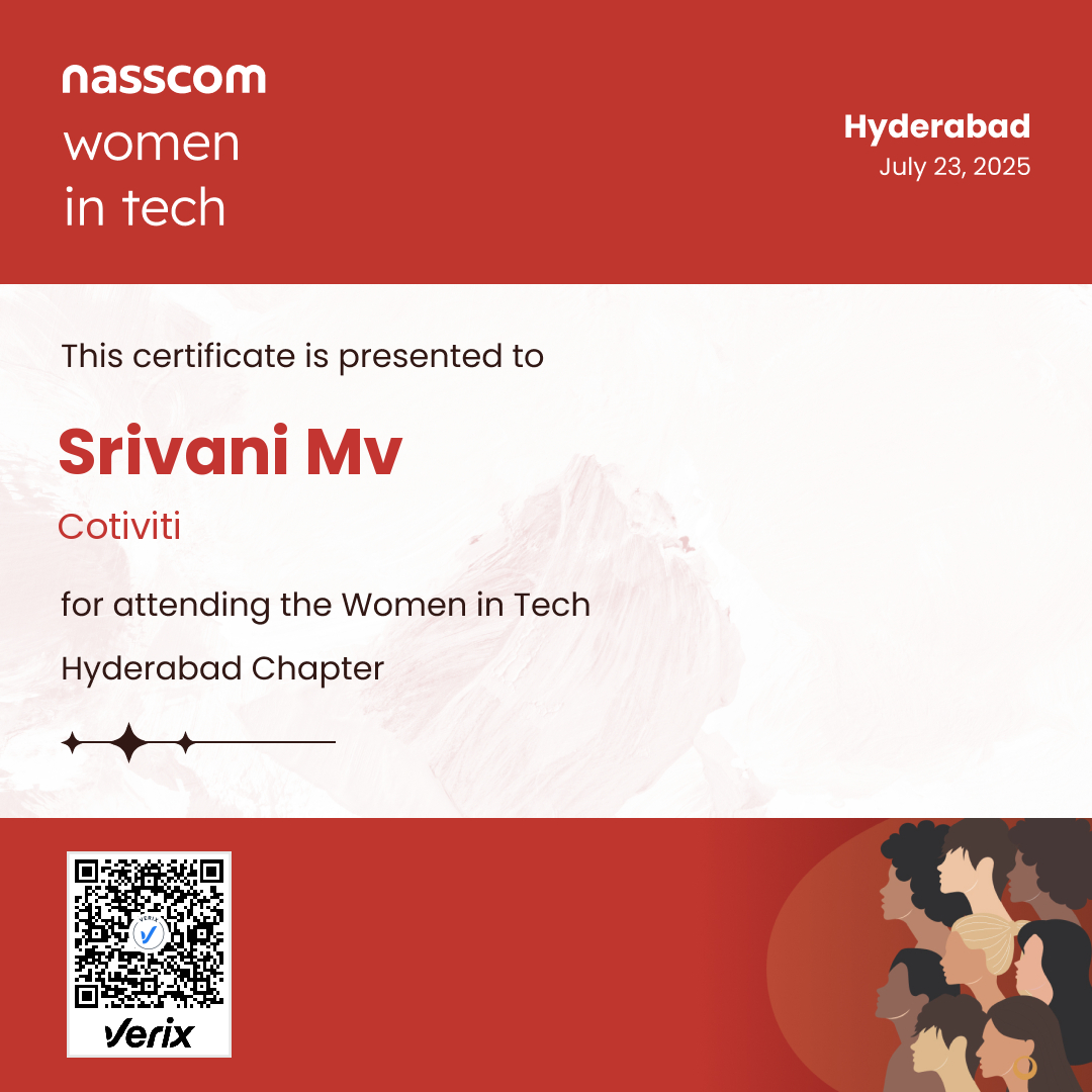 Nasscom Women in Tech Hyderabad Chapter Attendee Certificate