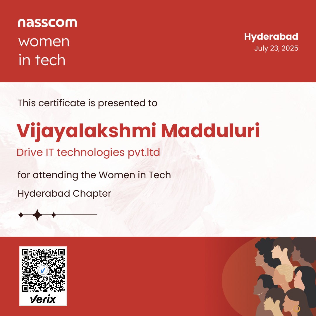 Nasscom Women in Tech Hyderabad Chapter Attendee Certificate