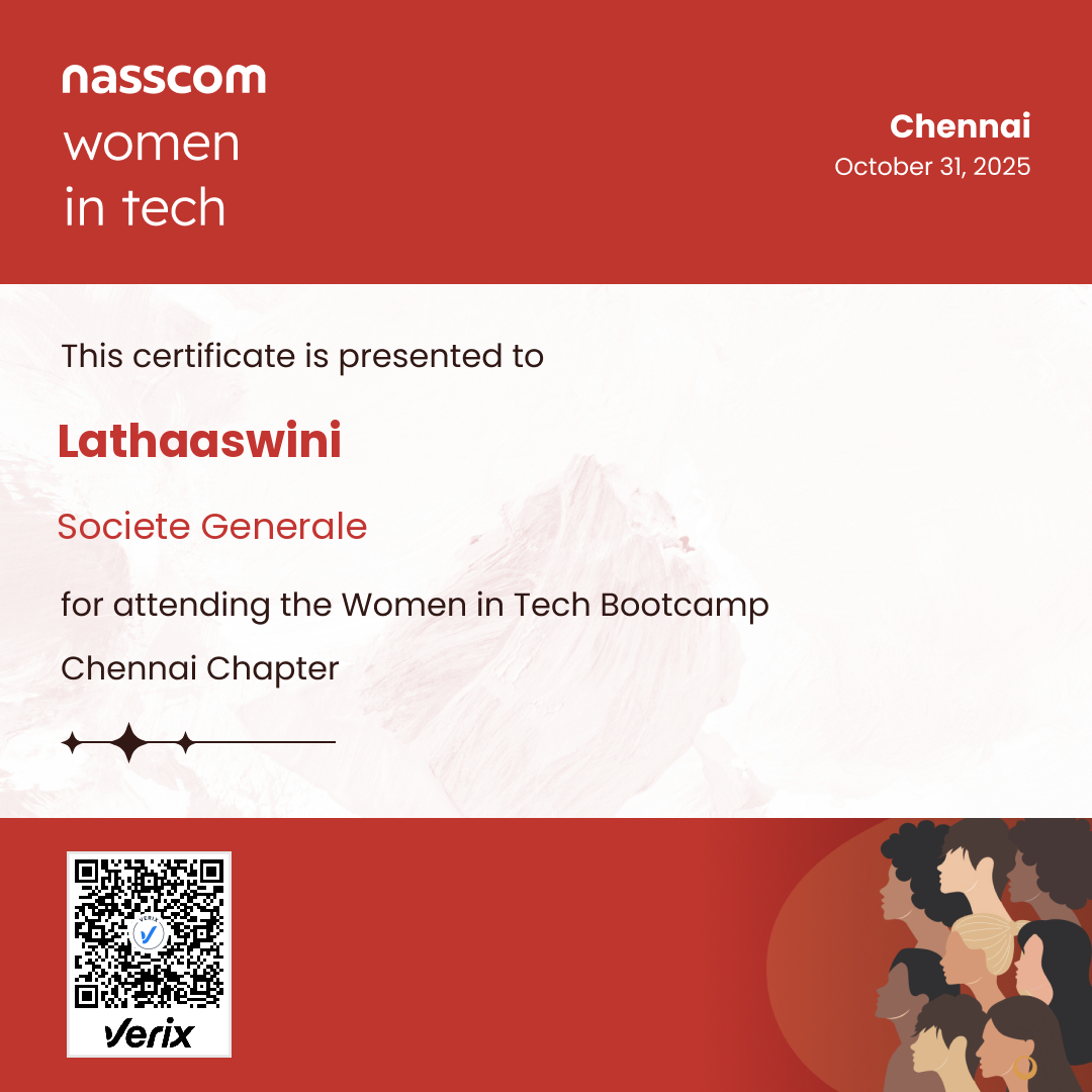 Nasscom Women in Tech Chennai Chapter Attendee Certificate