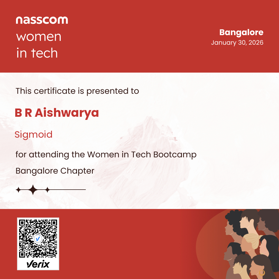 Nasscom Women in Tech Bangalore Chapter Attendee Certificate