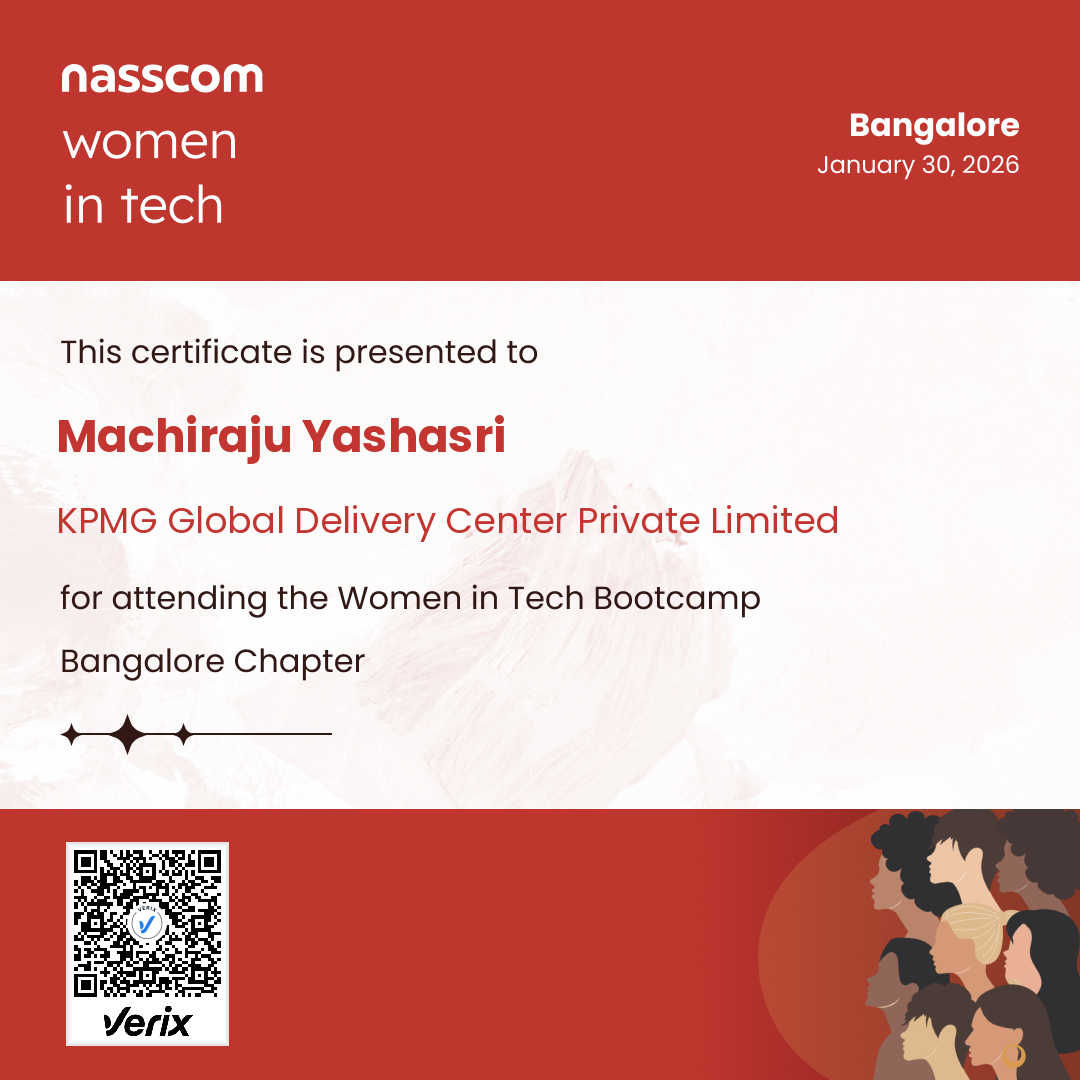 Nasscom Women in Tech Bangalore Chapter Attendee Certificate