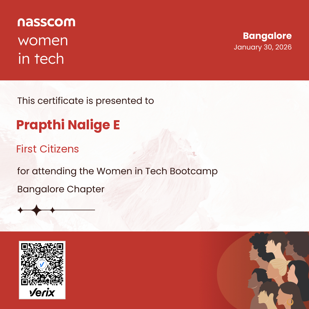 Nasscom Women in Tech Bangalore Chapter Attendee Certificate