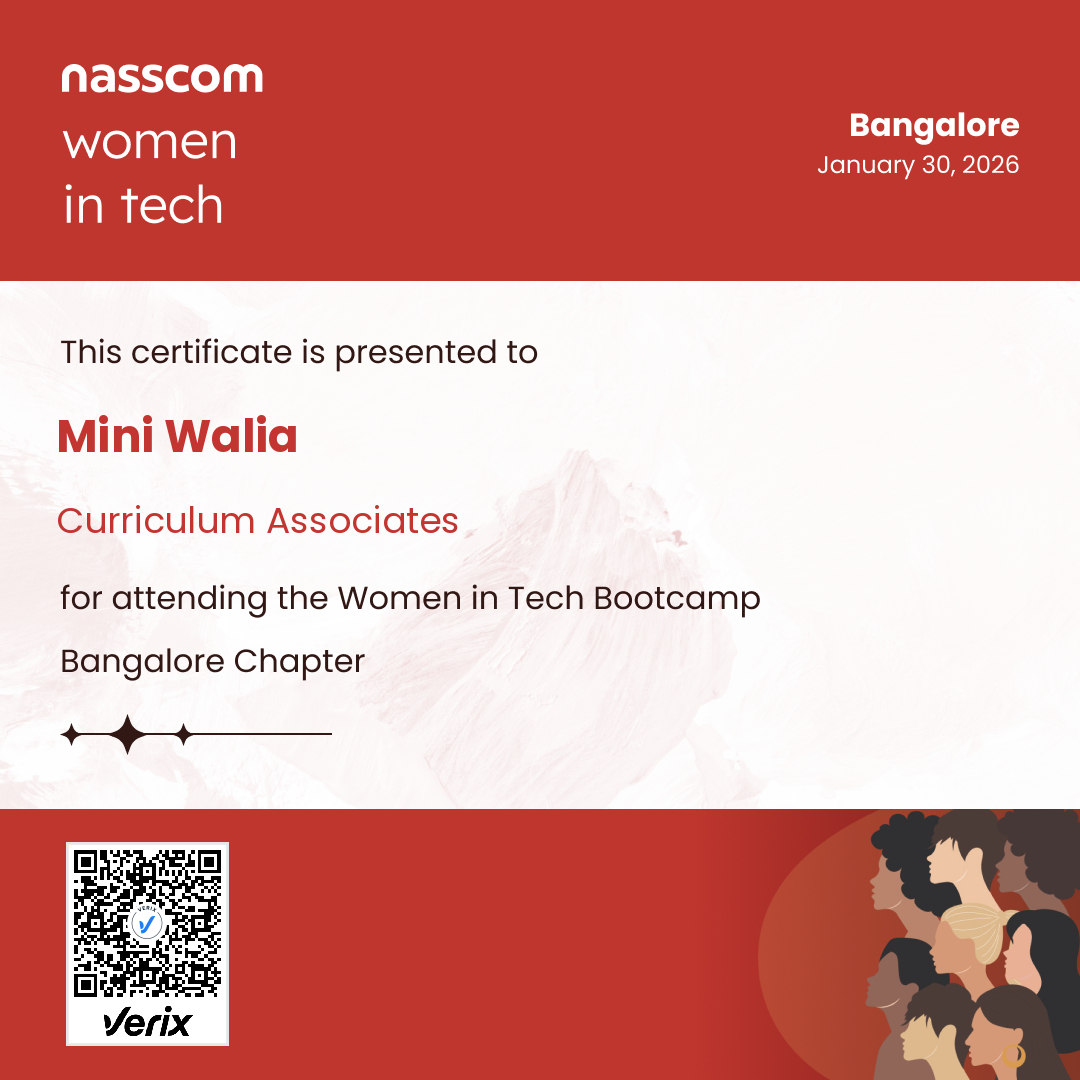 Nasscom Women in Tech Bangalore Chapter Attendee Certificate