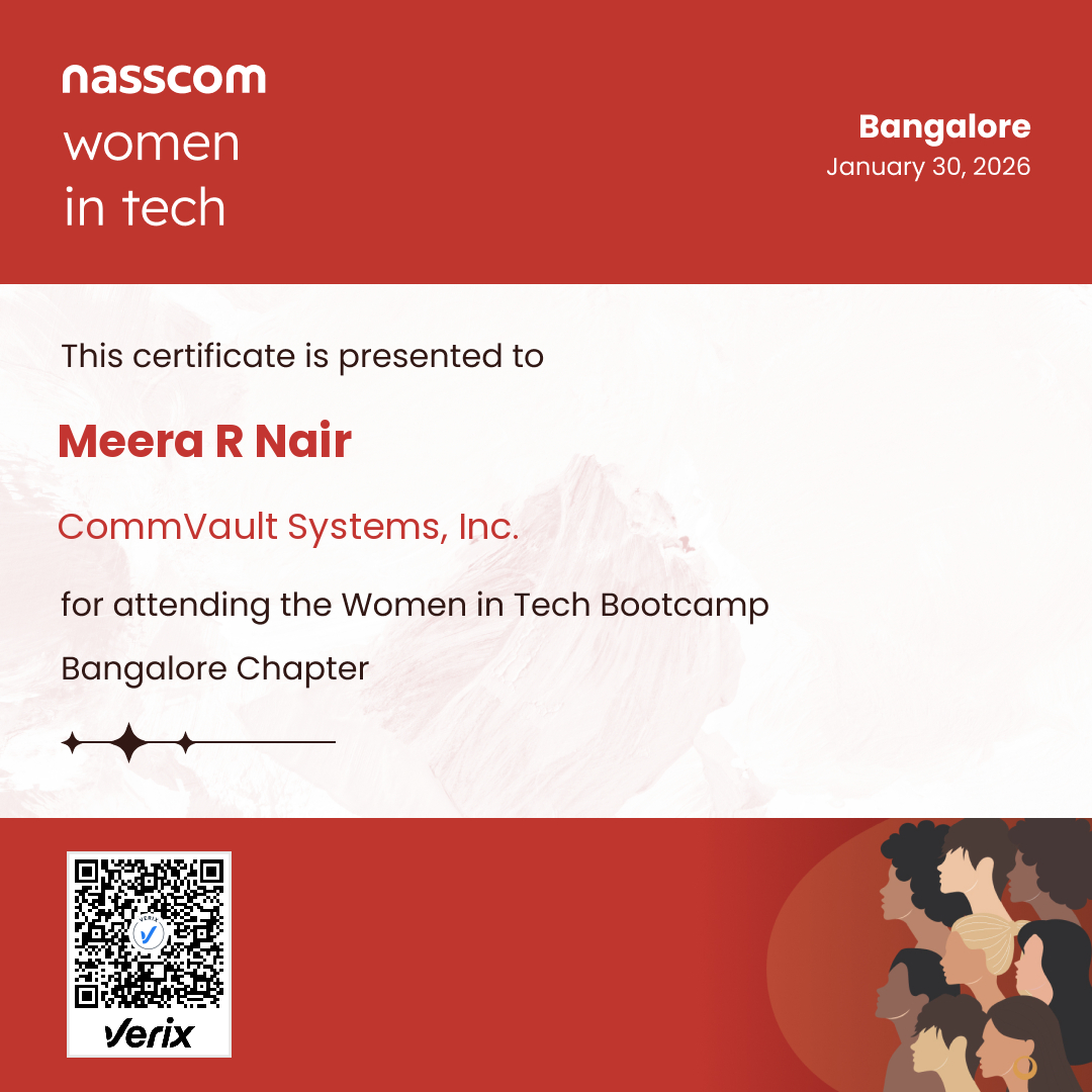 Nasscom Women in Tech Bangalore Chapter Attendee Certificate