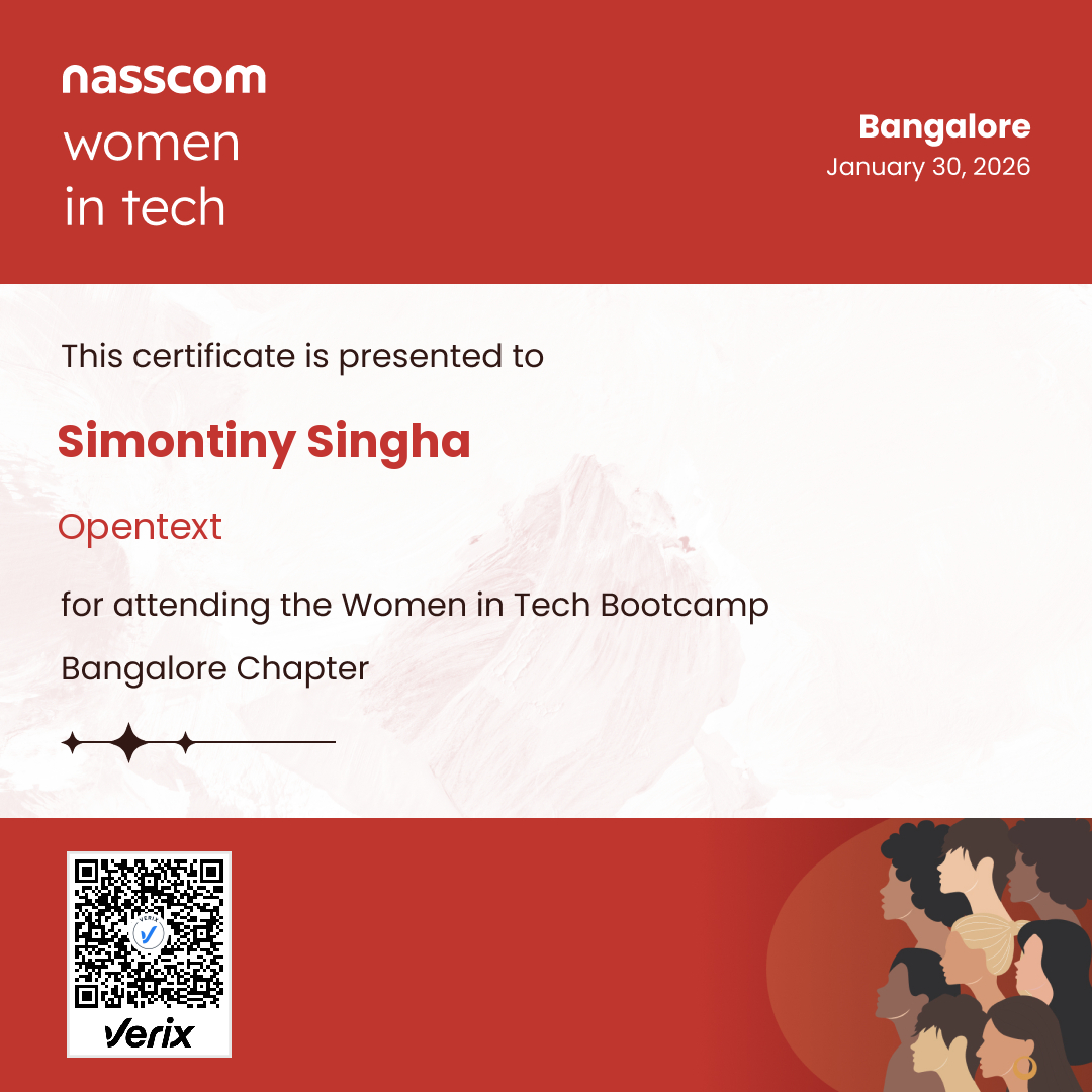 Nasscom Women in Tech Bangalore Chapter Attendee Certificate