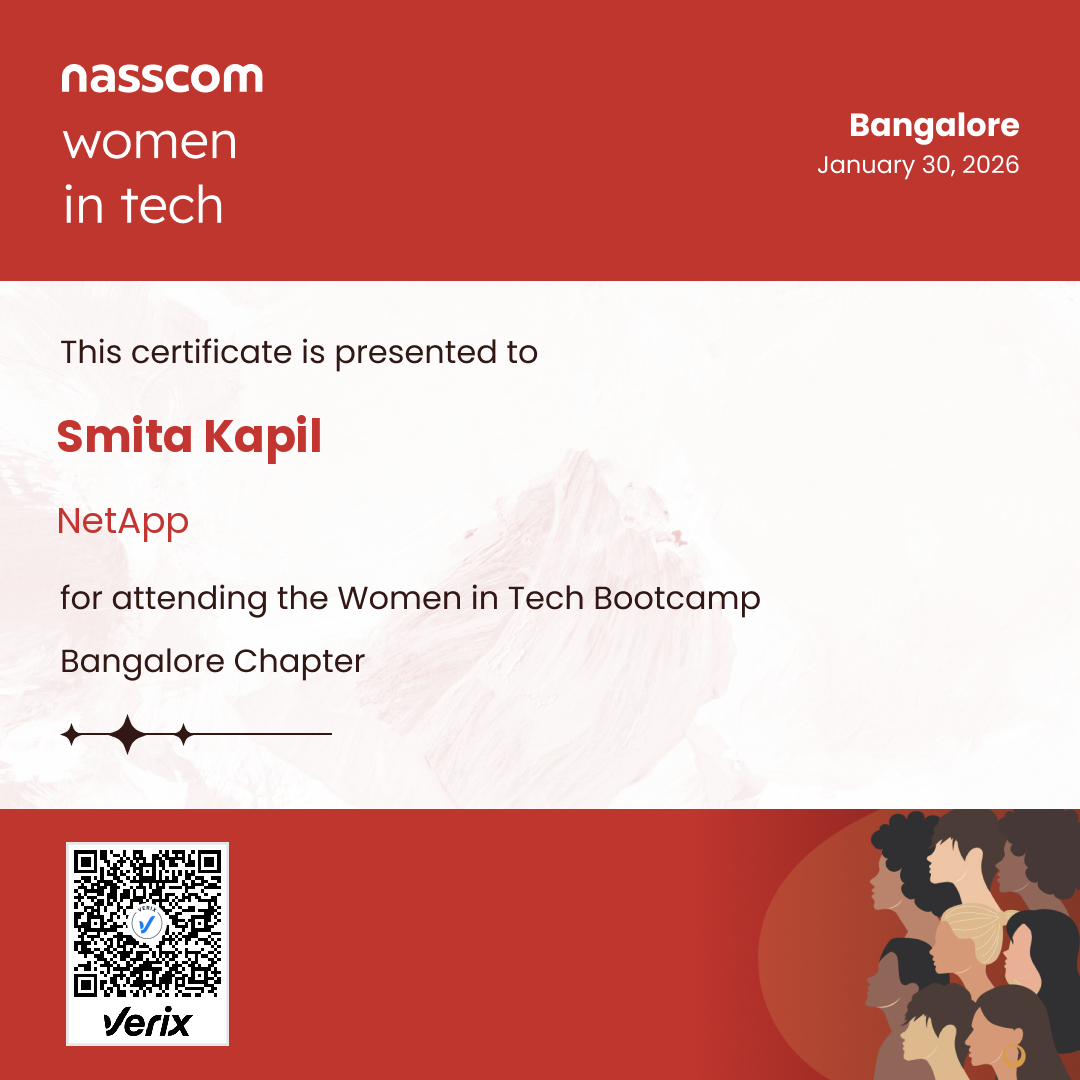 Nasscom Women in Tech Bangalore Chapter Attendee Certificate