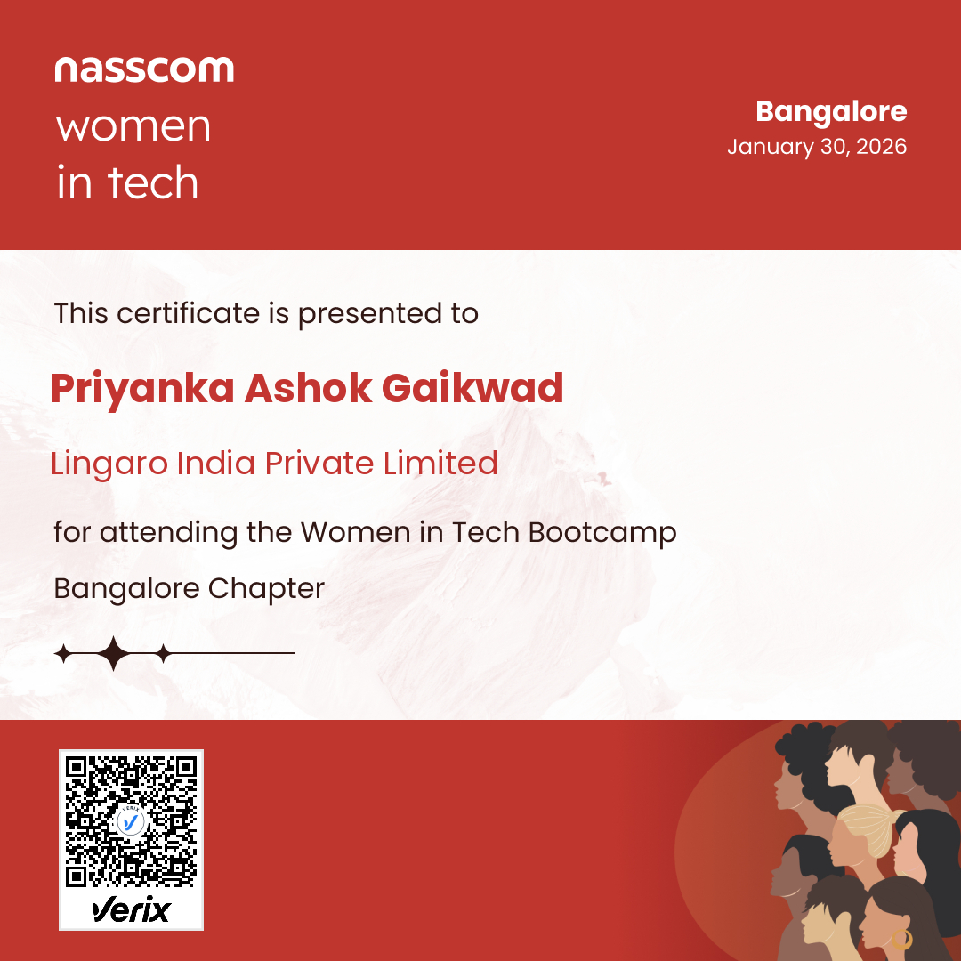 Nasscom Women in Tech Bangalore Chapter Attendee Certificate