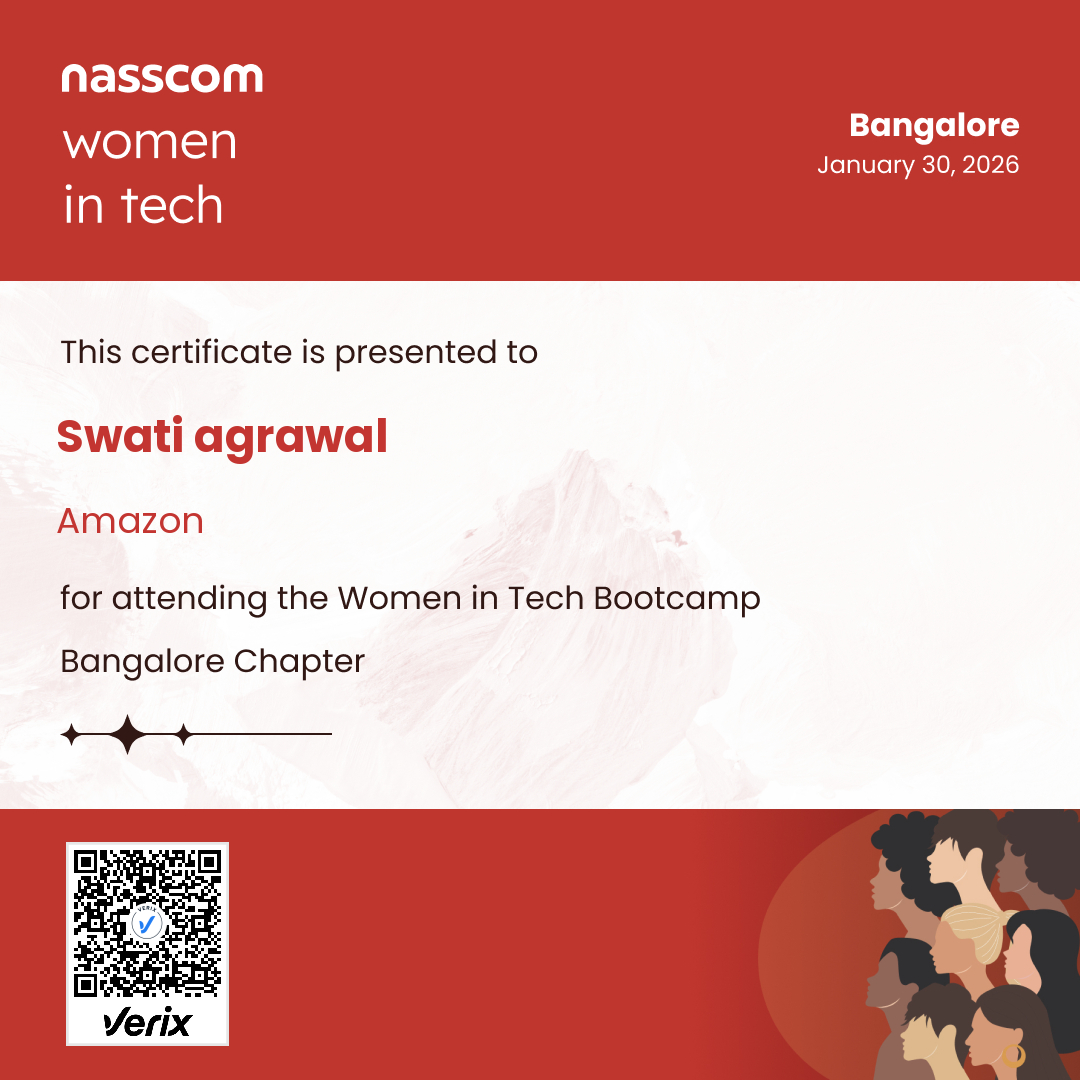 Nasscom Women in Tech Bangalore Chapter Attendee Certificate