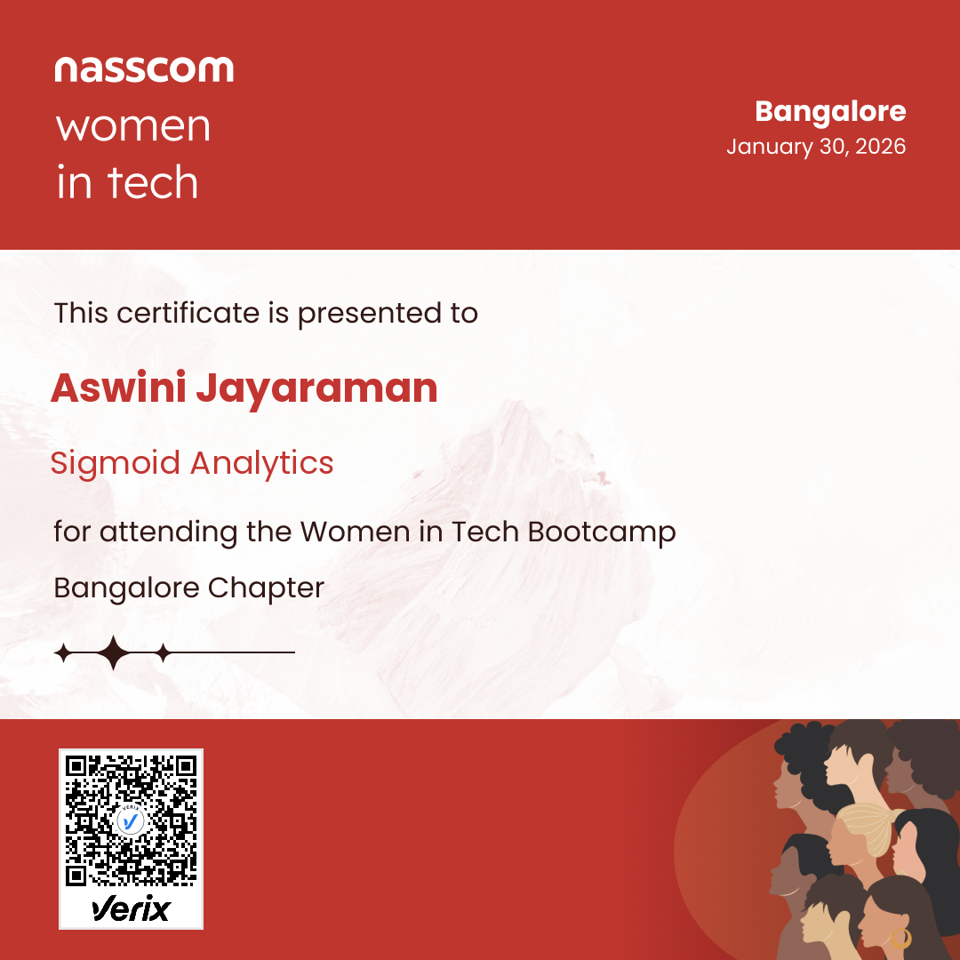 Nasscom Women in Tech Bangalore Chapter Attendee Certificate