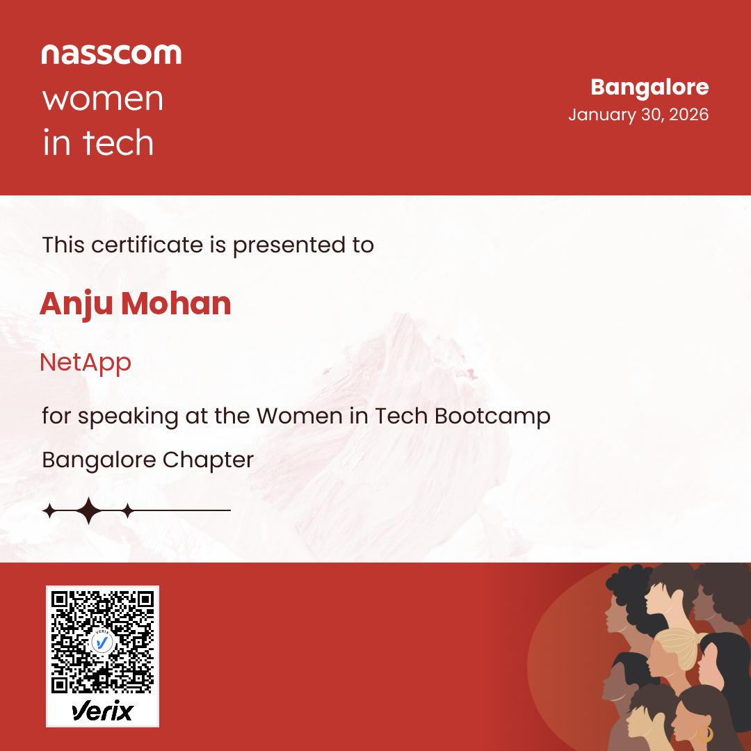 Nasscom Women in Tech Bangalore Chapter Speaker Certificate
