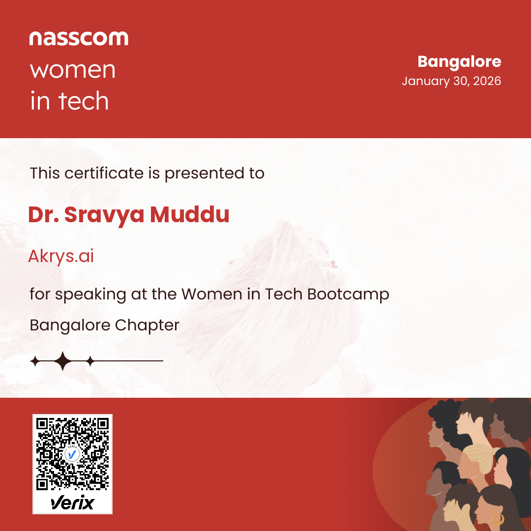 Nasscom Women in Tech Bangalore Chapter Speaker Certificate