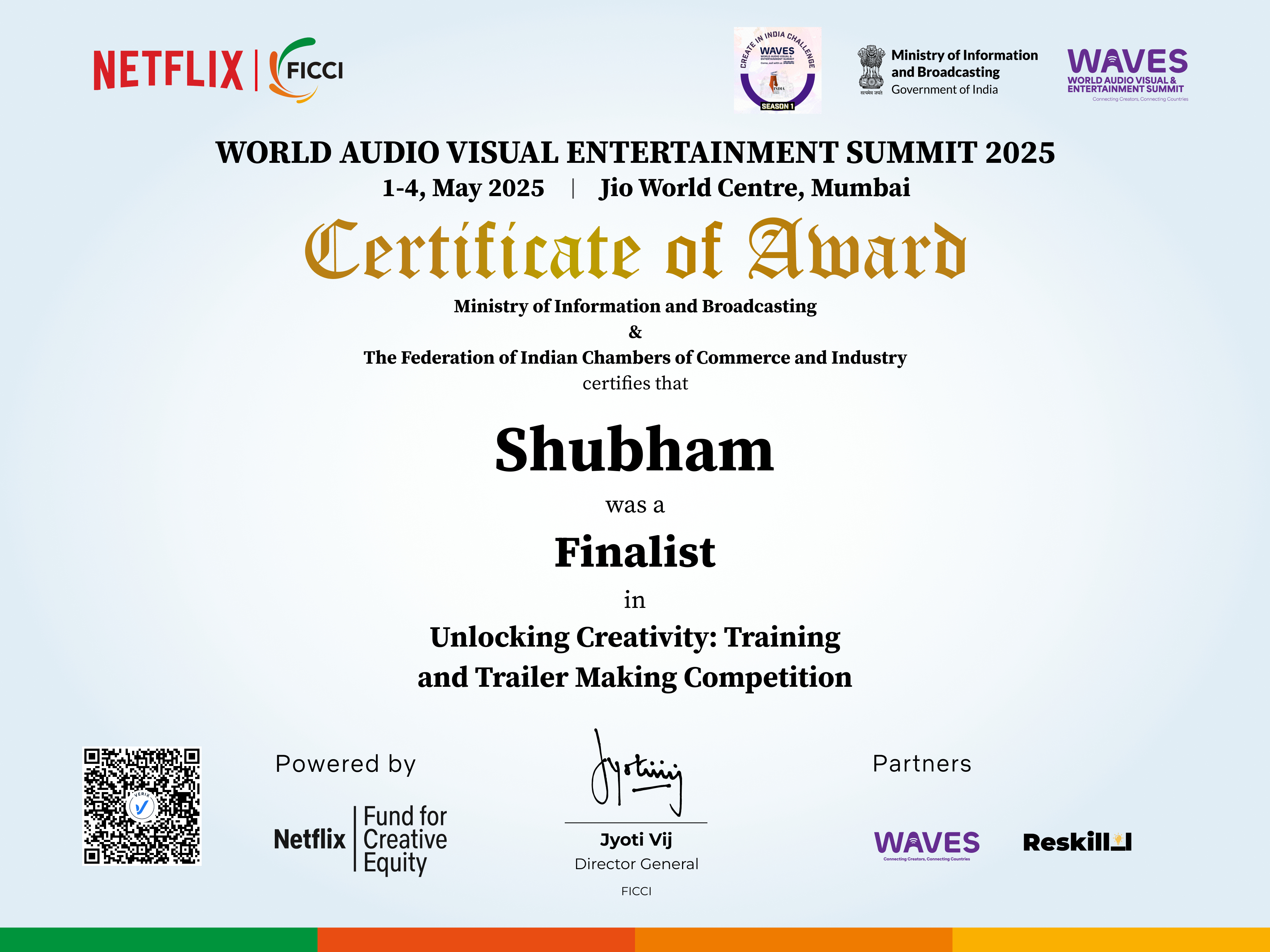 Unlocking Creativity: Training and Trailer Making Competition Finalist - Shubham