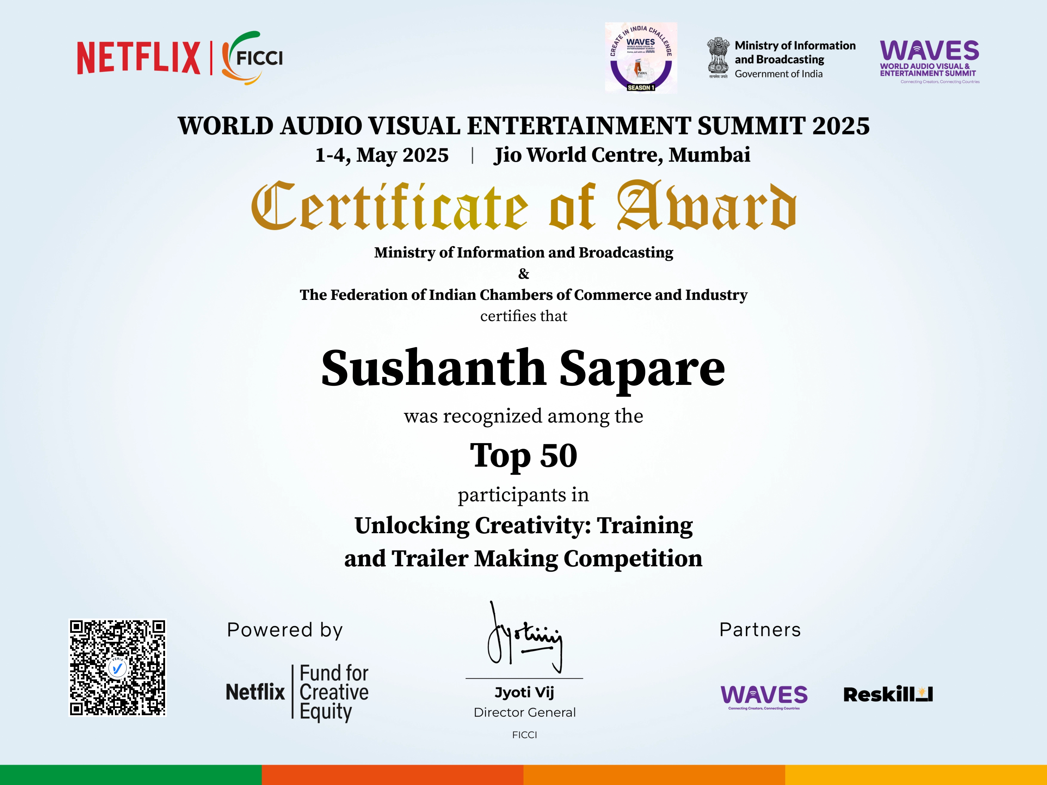 Unlocking Creativity: Training and Trailer Making Competition Top 50 - Sushanth Sapare