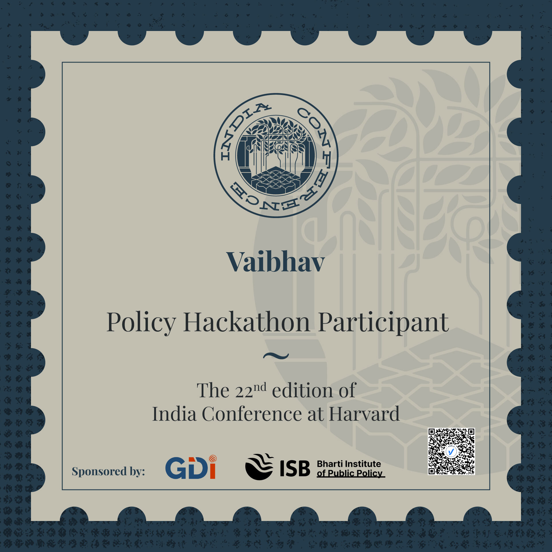 Certificate of Participation – Policy Hackathon
