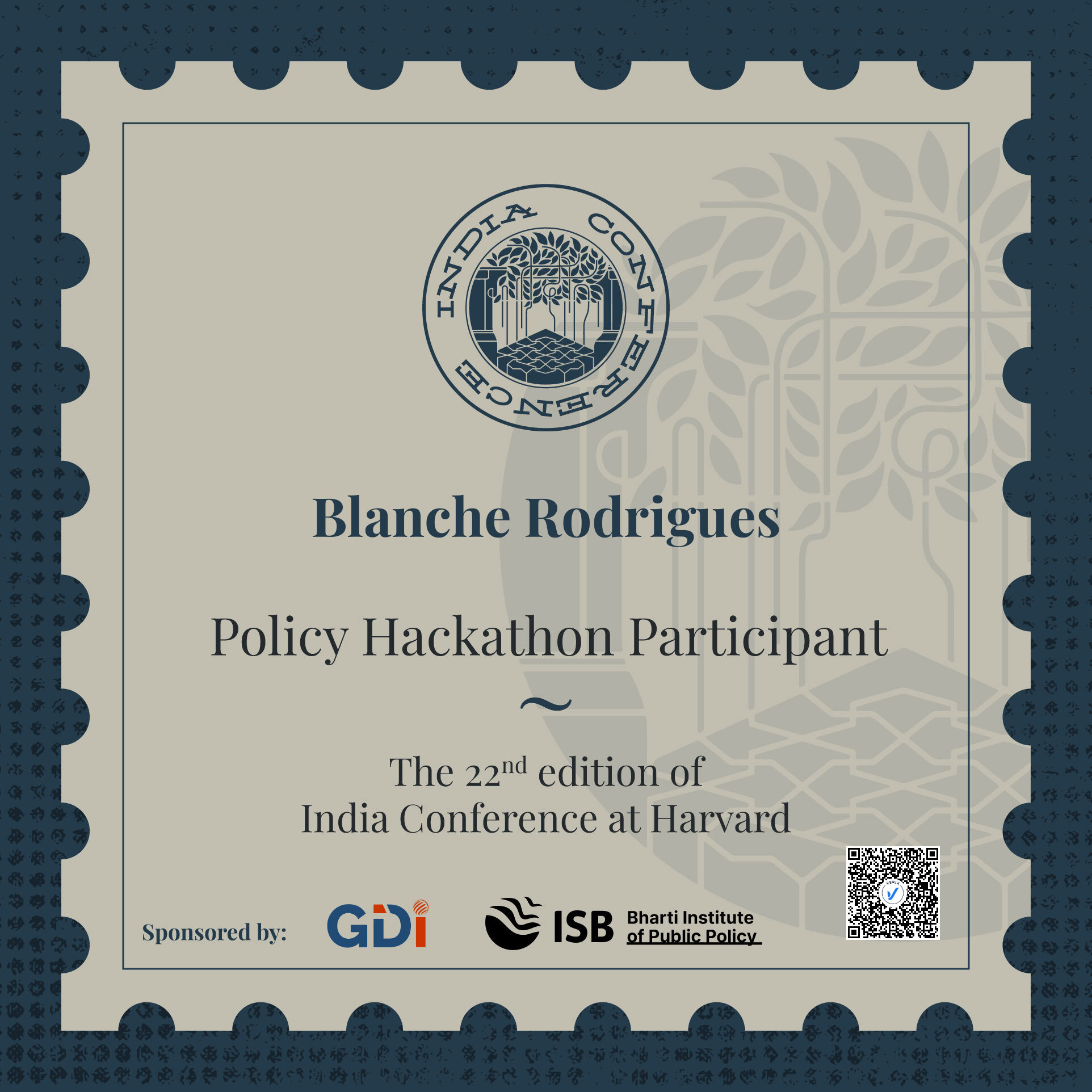 Certificate of Participation – Policy Hackathon