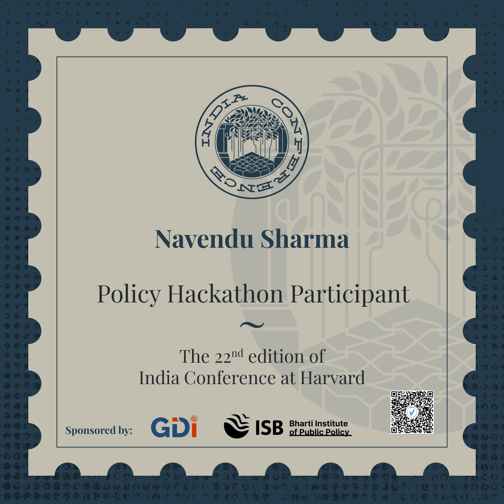 Certificate of Participation – Policy Hackathon