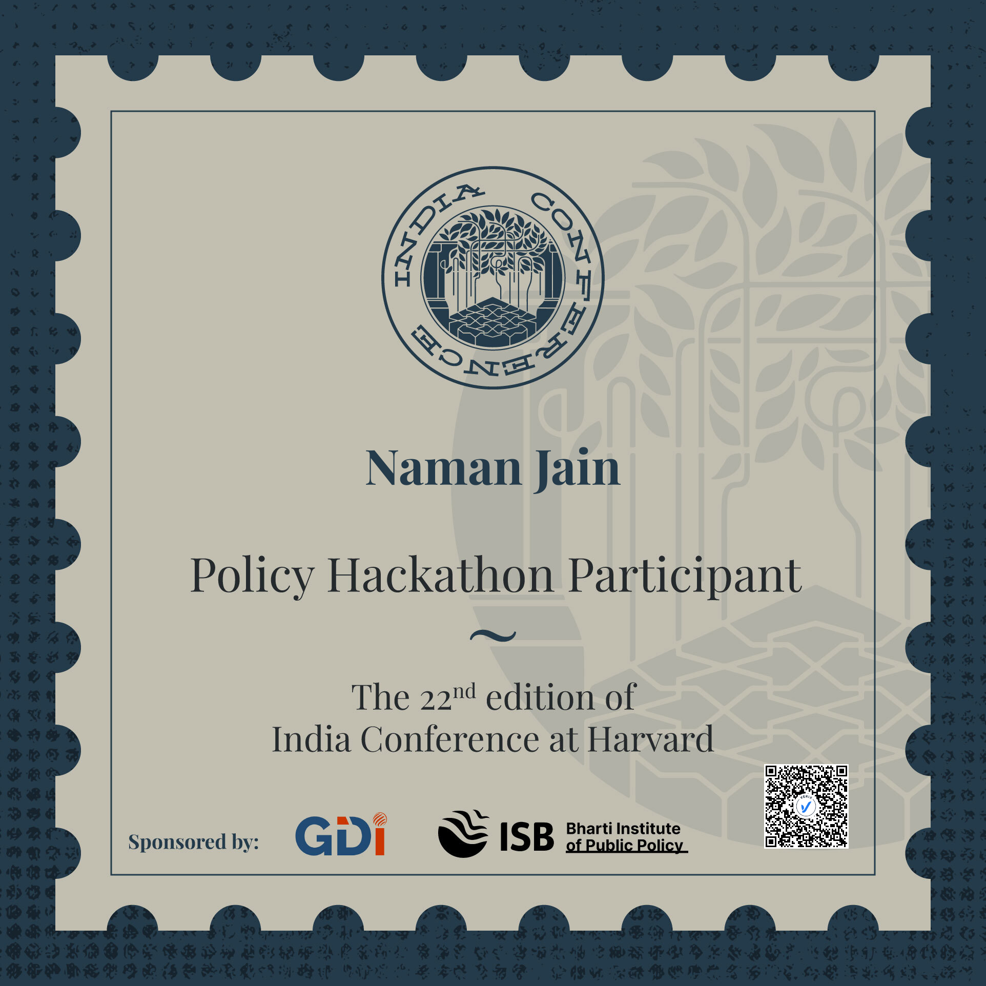 Certificate of Participation – Policy Hackathon