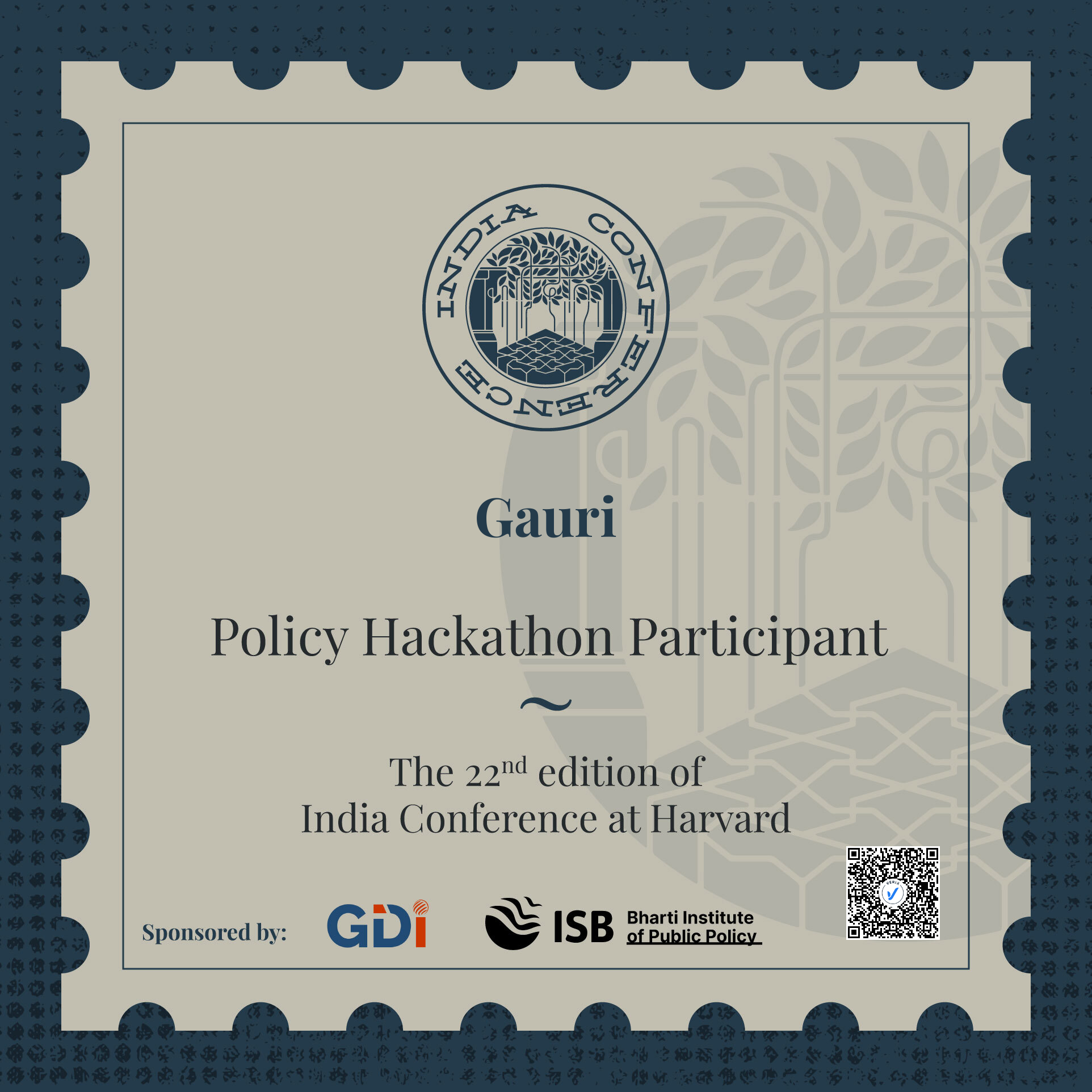 Certificate of Participation – Policy Hackathon
