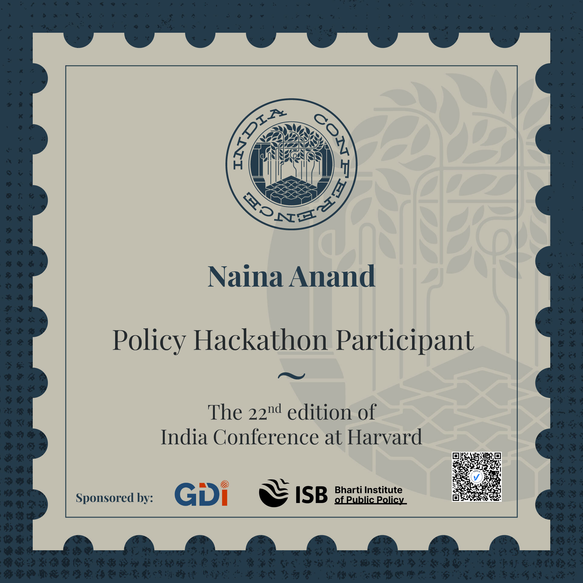 Certificate of Participation – Policy Hackathon