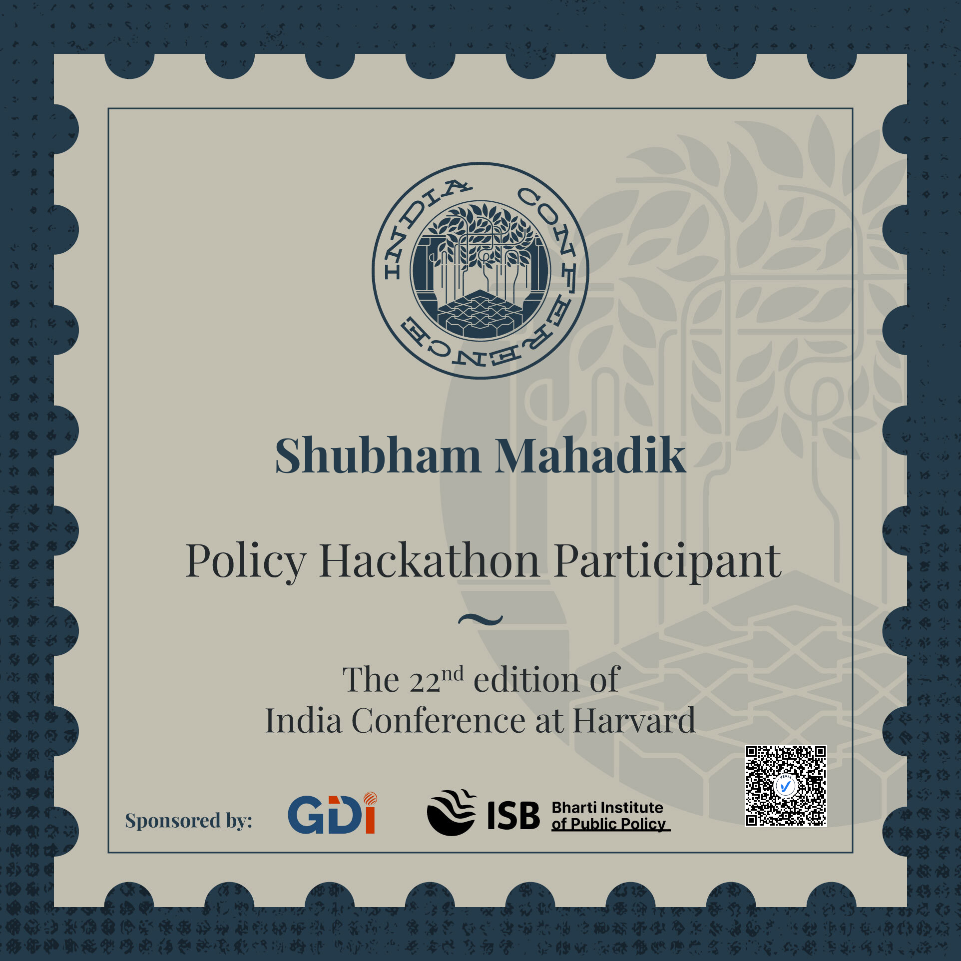 Certificate of Participation – Policy Hackathon